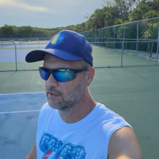 Pickleball Travel owner Gary Zins visiting resort pickleball courts in Mexico